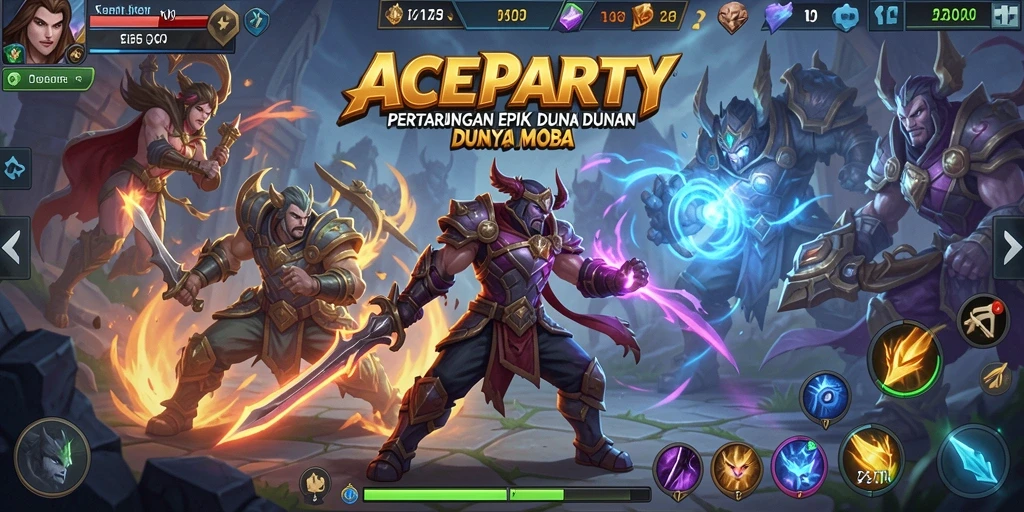 Tampilan gameplay seru dalam pertarungan tim yang strategis di ACEPARTY.