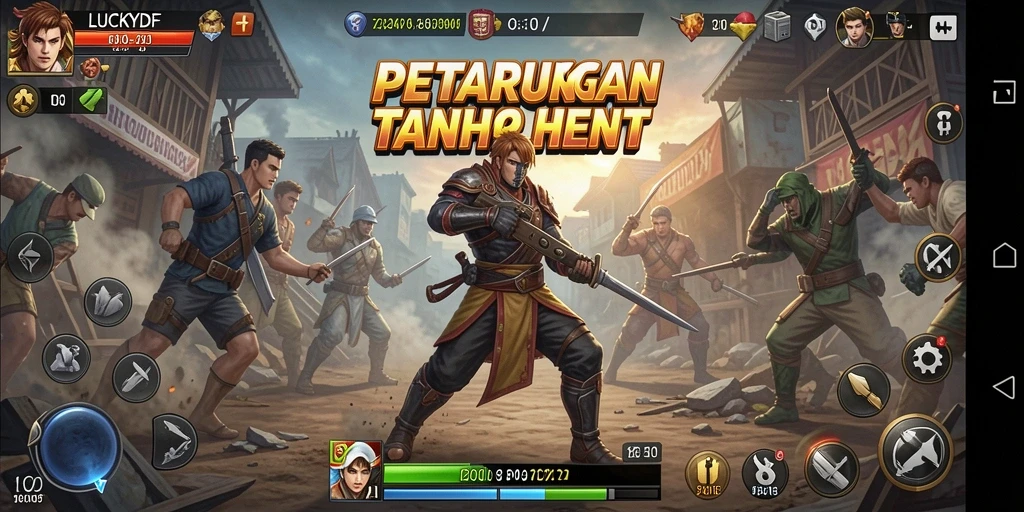 Tampilan aksi mendebarkan dalam gameplay LUCKYDF.