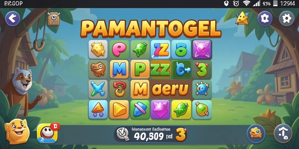 Screenshot gameplay PAMANTOGEL dengan aksi Match-3 yang menarik.