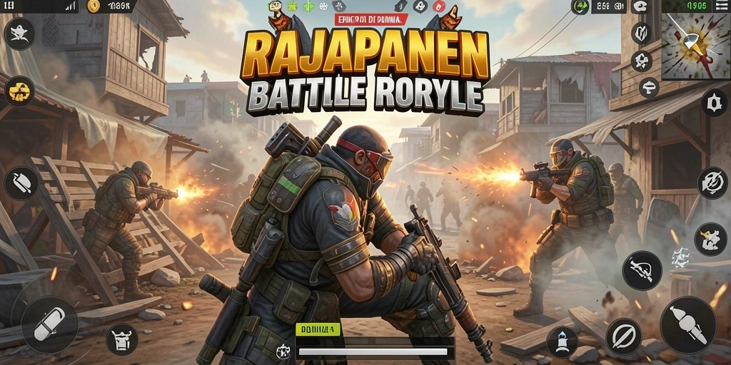 Tampilan seru gameplay RAJAPANEN di medan perang Battle Royale.