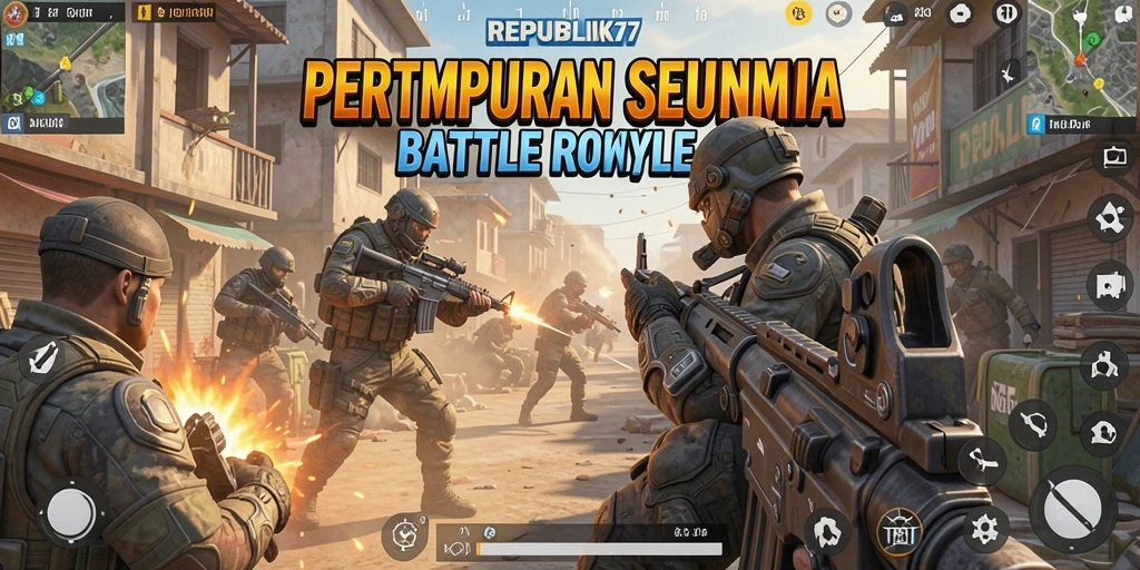 Tangkapan layar gameplay Battle Royale REPUBLIK77 yang mendebarkan.