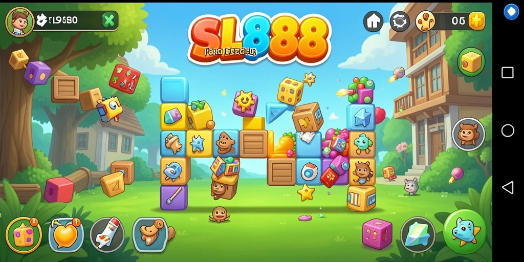 Tampilan gameplay SL888 yang penuh warna dan menantang.