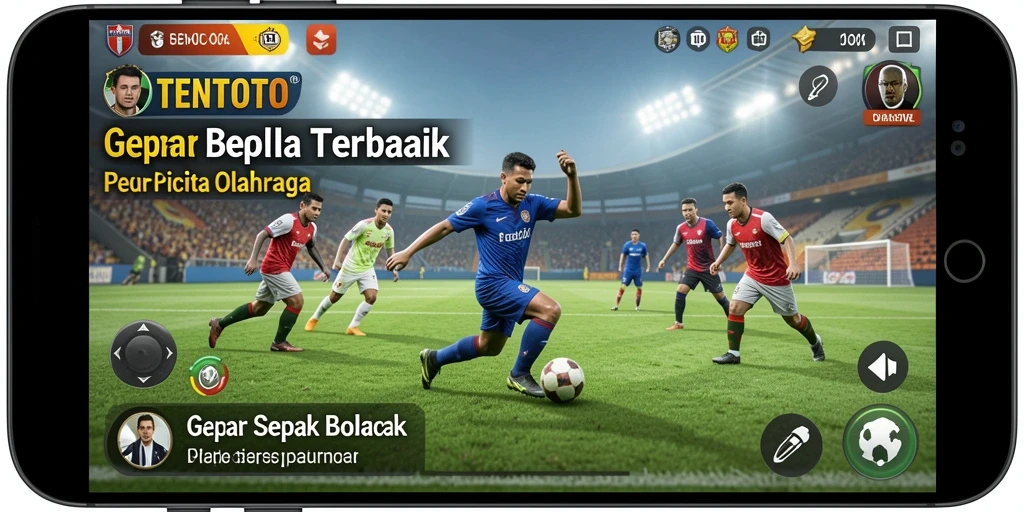 Tangkapan layar TENTOTO menampilkan aksi permainan sepak bola yang seru.